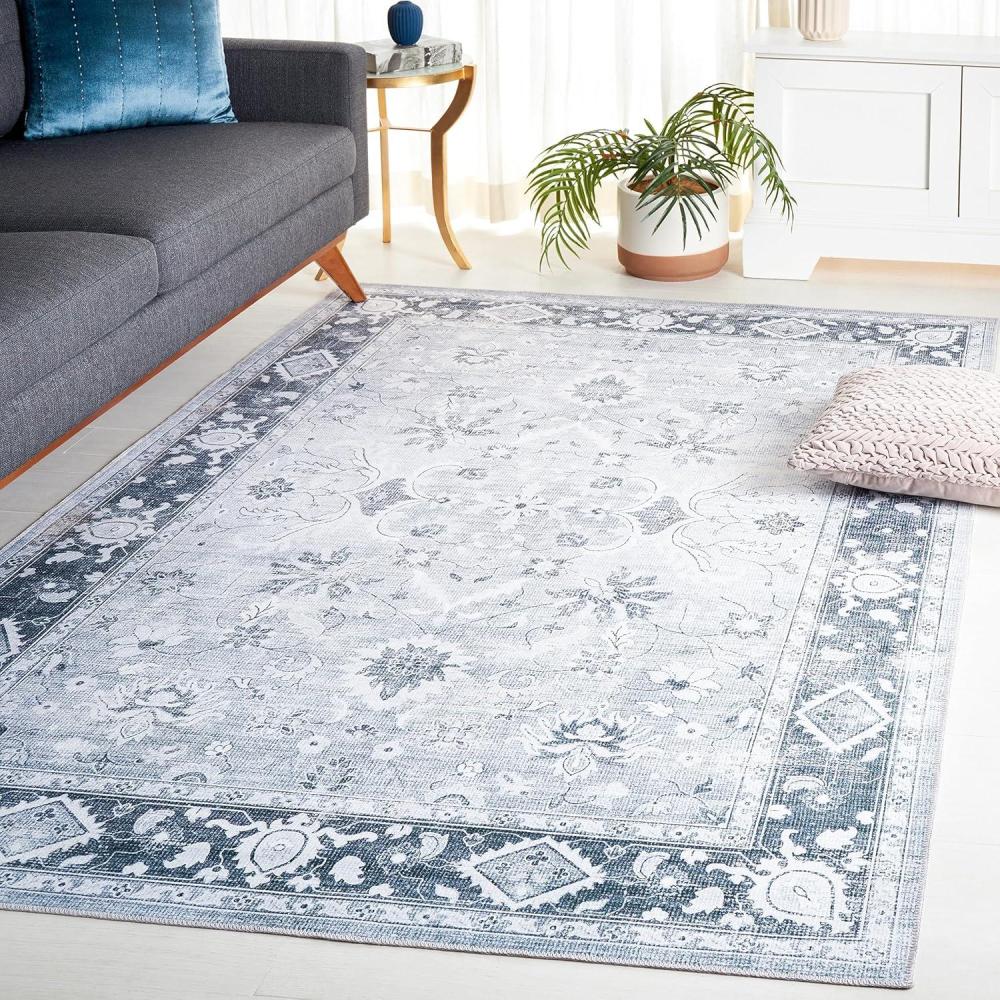 image:imageSAFAVIEH Washable Rug Arizona Collection  8 x 10 Light Grey amp Grey Green Slip Resistant amp Easy to Clean Ideal for Living Room Bedroom Home Office Dining Space ARZ118FLight GreyGrey Green