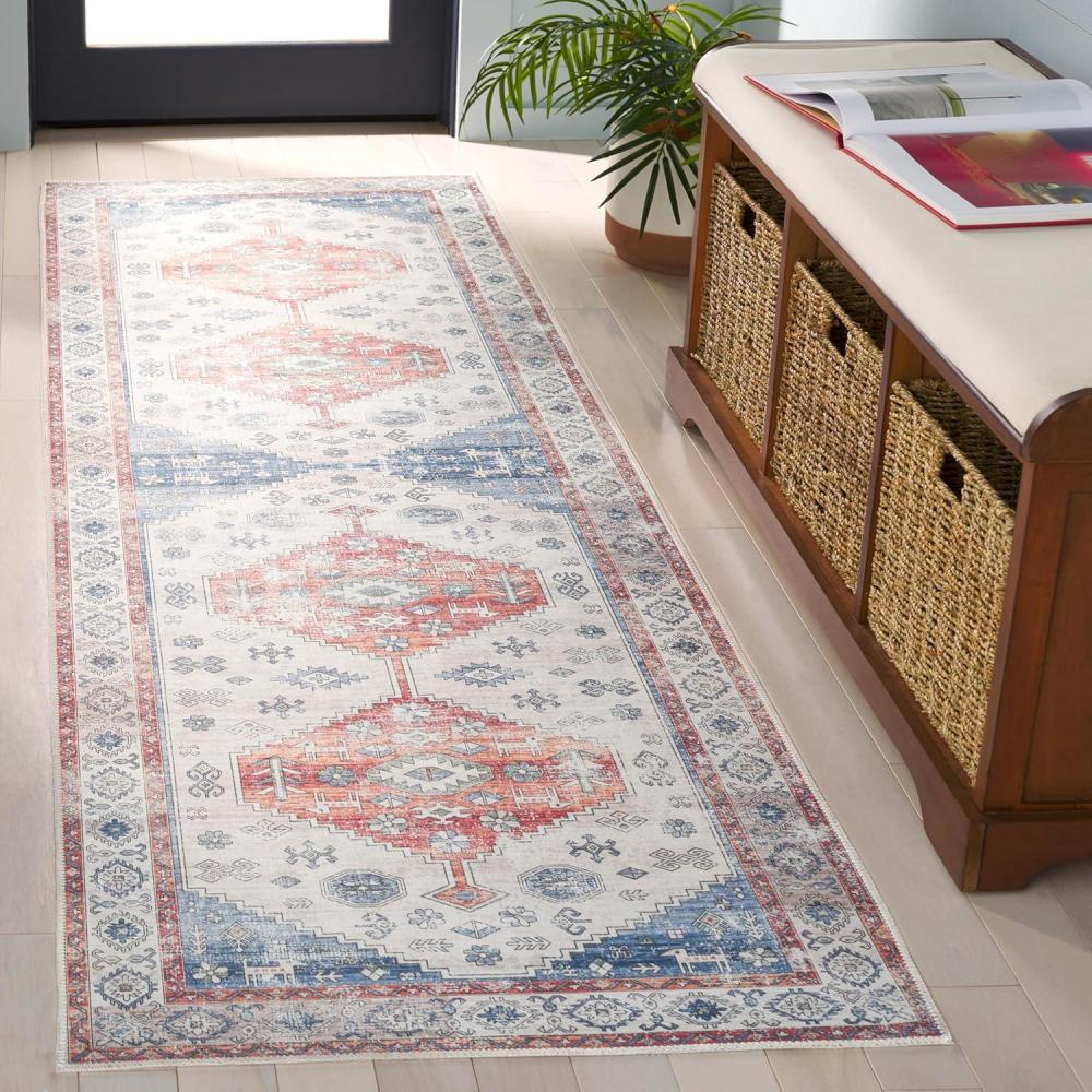 image:imageSafavieh Washable Rug Arizona Collection  8 x 10 Beige amp Taupe Slip Resistant amp Easy to Clean Ideal for Living Room Bedroom Home Office Dining Space ARZ132BRustBeige
