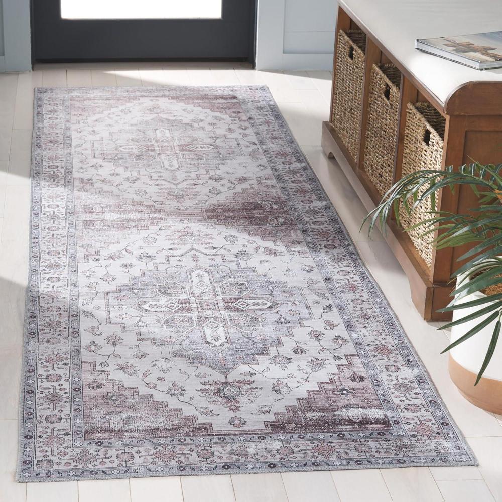 image:imageSafavieh Washable Rug Arizona Collection 8 x 10 Rust amp Beige Slip Resistant amp Easy to Clean Ideal for Living Room Bedroom Home Office Dining Space ARZ209PGreyIvory