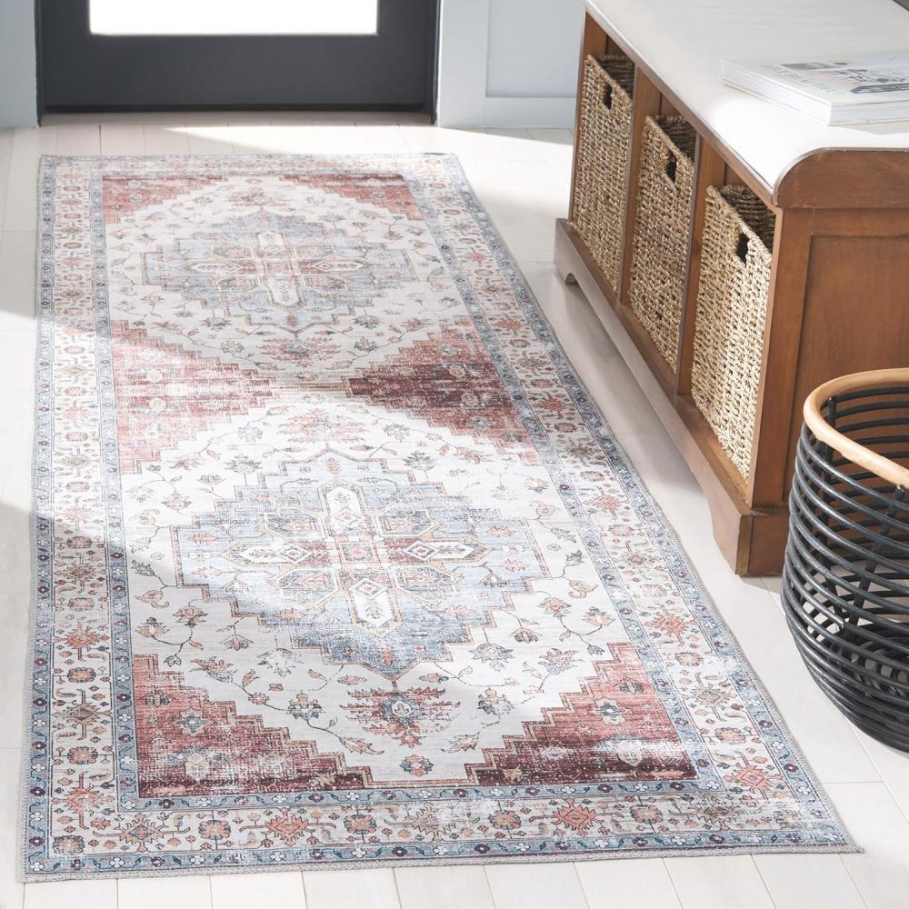 image:imageSafavieh Washable Rug Arizona Collection 8 x 10 Rust amp Beige Slip Resistant amp Easy to Clean Ideal for Living Room Bedroom Home Office Dining Space ARZ209PSageIvory