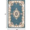 SAFAVIEH 8×10 Area Rug – Aubusson Collection – Large – Peach & Ivory, Handmade Wool, Ideal for Living Room, Bedroom, Dining Space (AUB301S)(Blue/Ivory)