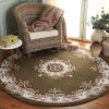 SAFAVIEH 8×10 Area Rug – Aubusson Collection – Large – Peach & Ivory, Handmade Wool, Ideal for Living Room, Bedroom, Dining Space (AUB301S)(Olive/Ivory)