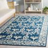 SAFAVIEH Area Rug 8×10 – Earthly Treasures Collection – Large – Ivory & Blue, Handmade Wool & Viscose, Ideal for Living Room, Bedroom, Dining Space (ET215M)(Navy/Ivory)