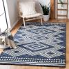 SAFAVIEH Area Rug 8×10 – Micro-Loop Collection – Large – Ivory & Navy, Handmade Wool, Moroccan Tribal Design, Ideal for Living Room, Bedroom, Office, Dining Space (MLP156A)(Navy/Ivory)