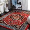 SAFAVIEH Area Rug 8×10 – Vintage Hamadan Collection – Large – Blue & Red, Traditional Oriental Medallion Design, Non-Shedding & Easy Cleaning, Ideal for Living Room, Bedroom, Dining Space (VTH266M)(Red/Blue)