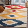 SAFAVIEH Aspen Collection Accent Rug – 4′ x 6′, Ivory & Multi, Handmade Moroccan Boho Tribal Wool, Ideal for High Traffic Areas in Entryway, Living Room, Bedroom (APN704A)(Green/Red)
