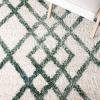 SAFAVIEH Berber Shag Collection 5′ x 7′ Cream/Grey BER214A Moroccan Non-Shedding Living Room Bedroom Dining Room Entryway Plush 1.2-inch Thick Area Rug(Ivory/Green)