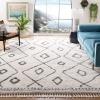 SAFAVIEH Moroccan Fringe Shag Collection Area Rug – 5’3″ x 7’6″, Ivory & Grey, Boho Tribal Design, Non-Shedding & Easy Care, 2-inch Thick Ideal for High Traffic Areas in Living Room, Bedroom (MFG333A)(Ivory/Grey)