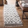 SAFAVIEH Moroccan Fringe Shag Collection Area Rug – 5’3″ x 7’6″, Ivory & Grey, Boho Tribal Design, Non-Shedding & Easy Care, 2-inch Thick Ideal for High Traffic Areas in Living Room, Bedroom (MFG333A)(Ivory/Beige)