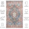 Safavieh Washable Rug Arizona Collection – 8′ x 10′, Rust & Aqua, Slip Resistant & Easy to Clean, Ideal for Living Room, Bedroom, Home Office, Dining Space (ARZ126Q)(Rust/Blue Green)