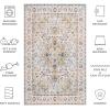 Safavieh Washable Rug Arizona Collection – 8′ x 10′, Rust & Aqua, Slip Resistant & Easy to Clean, Ideal for Living Room, Bedroom, Home Office, Dining Space (ARZ126Q)(Light Green/Beige)