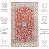 Safavieh Washable Rug Arizona Collection – 8′ x 10′, Rust & Aqua, Slip Resistant & Easy to Clean, Ideal for Living Room, Bedroom, Home Office, Dining Space (ARZ126Q)(Rust/Beige)