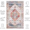 Safavieh Washable Rug Arizona Collection – 8′ x 10′, Rust & Beige, Slip Resistant & Easy to Clean, Ideal for Living Room, Bedroom, Home Office, Dining Space (ARZ209P)(Rust/Beige)