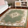 SAFAVIEH 8×10 Area Rug – Aubusson Collection – Large – Peach & Ivory, Handmade Wool, Ideal for Living Room, Bedroom, Dining Space (AUB301S)(Green/Ivory)