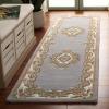 SAFAVIEH 8×10 Area Rug – Aubusson Collection – Large – Peach & Ivory, Handmade Wool, Ideal for Living Room, Bedroom, Dining Space (AUB301S)(Grey/Ivory)