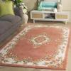 SAFAVIEH 8×10 Area Rug – Aubusson Collection – Large – Peach & Ivory, Handmade Wool, Ideal for Living Room, Bedroom, Dining Space (AUB301S)(Peach/Ivory)