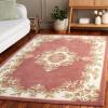 SAFAVIEH 8×10 Area Rug – Aubusson Collection – Large – Peach & Ivory, Handmade Wool, Ideal for Living Room, Bedroom, Dining Space (AUB301S)(Pink/Ivory)