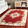 SAFAVIEH 8×10 Area Rug – Aubusson Collection – Large – Peach & Ivory, Handmade Wool, Ideal for Living Room, Bedroom, Dining Space (AUB301S)(Rust/Ivory)