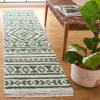 SAFAVIEH Area Rug 8×10 – Augustine Collection – Large – Green & Ivory, Cotton Moroccan Boho Tribal Fringe Design, Easy Cleaning, Ideal for Living Room, Bedroom, Office, Dining Space (AGT849Y)(Green/Ivory)