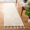 SAFAVIEH Area Rug 8×10 – Casablanca Collection – Large – Ivory & Black, Handmade Wool, Moroccan Boho Braided Tassel, Ideal for Living Room, Bedroom, Dining Space (CSB676Z)(Ivory/Gold)