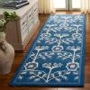 SAFAVIEH Area Rug 8×10 – Earthly Treasures Collection – Large – Ivory & Blue, Handmade Wool & Viscose, Ideal for Living Room, Bedroom, Dining Space (ET215M)(Navy/Ivory)
