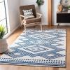 SAFAVIEH Area Rug 8×10 – Micro-Loop Collection – Large – Ivory & Navy, Handmade Wool, Moroccan Tribal Design, Ideal for Living Room, Bedroom, Office, Dining Space (MLP156A)(Ivory/Navy)