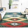 SAFAVIEH Aspen Collection Accent Rug – 4′ x 6′, Ivory & Multi, Handmade Moroccan Boho Tribal Wool, Ideal for High Traffic Areas in Entryway, Living Room, Bedroom (APN704A)(Green/Red)
