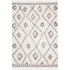 SAFAVIEH Moroccan Fringe Shag Collection Area Rug – 5’3″ x 7’6″, Ivory & Grey, Boho Tribal Design, Non-Shedding & Easy Care, 2-inch Thick Ideal for High Traffic Areas in Living Room, Bedroom (MFG333A)(Ivory/Grey)