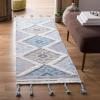 SAFAVIEH Saffron Collection 4′ x 6′ Ivory / Turquoise SFN104A Handmade Moroccan Boho Tassel Wool Area Rug(Ivory/Turquoise)