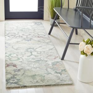 SAFAVIEH Area Rug 8×10 – Anatolia Collection – Large – Beige & Black, Handmade Floral Scroll Design, Ideal for Living Room, Bedroom, Office, Dining Space (AN401B)(Sage/Beige)