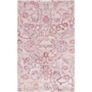 SAFAVIEH Area Rug 8×10 – Anatolia Collection – Large – Beige & Black, Handmade Floral Scroll Design, Ideal for Living Room, Bedroom, Office, Dining Space (AN401B)(Light Pink)