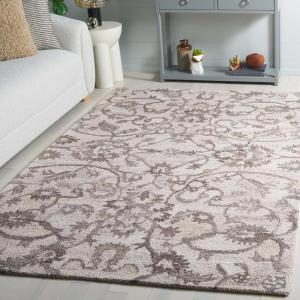 SAFAVIEH Area Rug 8×10 – Anatolia Collection – Large – Beige & Black, Handmade Floral Scroll Design, Ideal for Living Room, Bedroom, Office, Dining Space (AN401B)(Ivory/Brown)