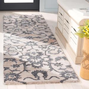 SAFAVIEH Area Rug 8×10 – Anatolia Collection – Large – Beige & Black, Handmade Floral Scroll Design, Ideal for Living Room, Bedroom, Office, Dining Space (AN401B)(Beige/Black)