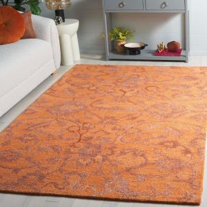 SAFAVIEH Area Rug 8×10 – Anatolia Collection – Large – Beige & Black, Handmade Floral Scroll Design, Ideal for Living Room, Bedroom, Office, Dining Space (AN401B)(Rust)