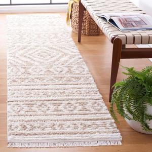 SAFAVIEH Area Rug 8×10 – Augustine Collection – Large – Green & Ivory, Cotton Moroccan Boho Tribal Fringe Design, Easy Cleaning, Ideal for Living Room, Bedroom, Office, Dining Space (AGT849Y)(Beige/Ivory)