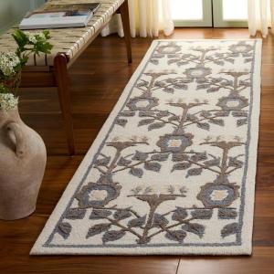 SAFAVIEH Area Rug 8×10 – Earthly Treasures Collection – Large – Ivory & Blue, Handmade Wool & Viscose, Ideal for Living Room, Bedroom, Dining Space (ET215M)(Ivory/Grey)