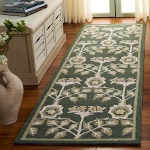 SAFAVIEH Area Rug 8×10 – Earthly Treasures Collection – Large – Ivory & Blue, Handmade Wool & Viscose, Ideal for Living Room, Bedroom, Dining Space (ET215M)(Green/Ivory)