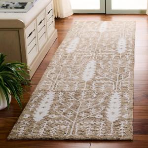 SAFAVIEH Area Rug 8×10 – Jardin Collection – Large – Purple & Ivory, Handmade Wool, Floral Design, Ideal for Living Room, Bedroom, Office, Dining Space (JAR852V)(Light Brown/Ivory)
