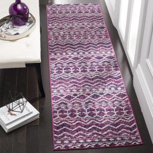 SAFAVIEH Area Rug 8×10 – Madison Collection – Large – Fuchsia & Navy, Boho Chic Design, Non-Shedding & Easy Cleaning, Ideal for Living Room, Bedroom, Office, Dining Space (MAD606M)(Fuchsia/Navy)