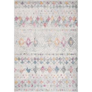SAFAVIEH Area Rug 8×10 – Madison Collection – Large – Ivory & Dark Blue, Moroccan Boho Distressed Design, Non-Shedding & Easy Cleaning, Ideal for Living Room, Bedroom, Office, Dining Space (MAD798B)(Grey/Gold)