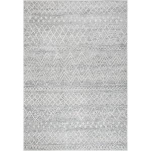 SAFAVIEH Area Rug 8×10 – Madison Collection – Large – Ivory & Dark Blue, Moroccan Boho Distressed Design, Non-Shedding & Easy Cleaning, Ideal for Living Room, Bedroom, Office, Dining Space (MAD798B)(Silver/Ivory)
