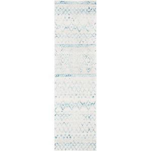 SAFAVIEH Area Rug 8×10 – Madison Collection – Large – Ivory & Dark Blue, Moroccan Boho Distressed Design, Non-Shedding & Easy Cleaning, Ideal for Living Room, Bedroom, Office, Dining Space (MAD798B)(Ivory/Aqua)