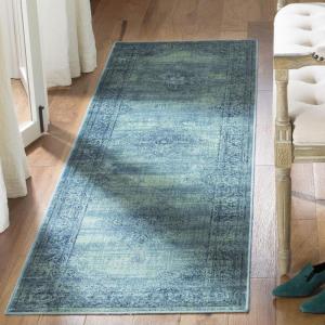 SAFAVIEH Area Rug 8×10 – Vintage Collection – Large – Turquoise & Multi, Viscose, Distressed Design, Slip Resistant, Ideal for Living Room, Bedroom, Office, Dining Space (VTG112-2220)(Turquoise/Multi)