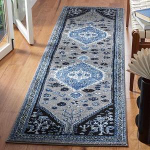 SAFAVIEH Area Rug 8×10 – Vintage Hamadan Collection – Large – Blue & Black, Traditional Oriental Design, Non-Shedding & Easy Cleaning, Ideal for Living Room, Bedroom, Office, Dining Space (VTH201M)(Beige/Black)