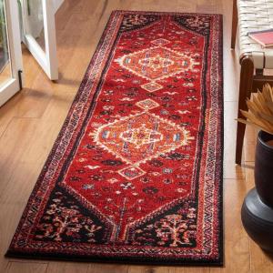 SAFAVIEH Area Rug 8×10 – Vintage Hamadan Collection – Large – Blue & Black, Traditional Oriental Design, Non-Shedding & Easy Cleaning, Ideal for Living Room, Bedroom, Office, Dining Space (VTH201M)(Red / Black)