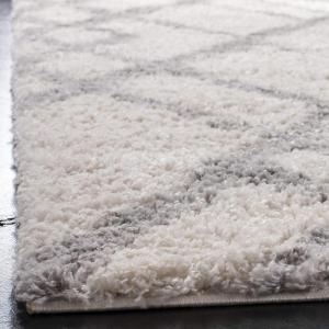 SAFAVIEH Berber Shag Collection 5′ x 7′ Cream/Grey BER214A Moroccan Non-Shedding Living Room Bedroom Dining Room Entryway Plush 1.2-inch Thick Area Rug(Cream/Grey)