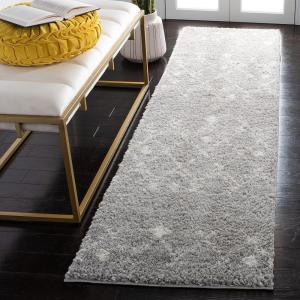 SAFAVIEH Berber Shag Collection 5’5″ x 7’7″ Cream / Navy BER164D Moroccan Non-Shedding Living Room Bedroom Dining Room Entryway Plush 1.25-inch Thick Area Rug(Light Grey/Cream)