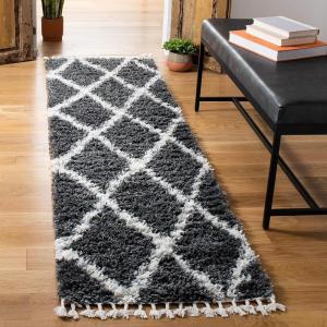 SAFAVIEH Moroccan Tassel Shag Collection Area Rug – 5’3″ x 7’6″, Grey & Ivory, Boho Design, Non-Shedding & Easy Care, 1.5-inch Thick Ideal for High Traffic Areas in Living Room, Bedroom (MTS359F)(Grey/Ivory)