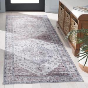 Safavieh Washable Rug Arizona Collection – 8′ x 10′, Rust & Beige, Slip Resistant & Easy to Clean, Ideal for Living Room, Bedroom, Home Office, Dining Space (ARZ209P)(Grey/Ivory)