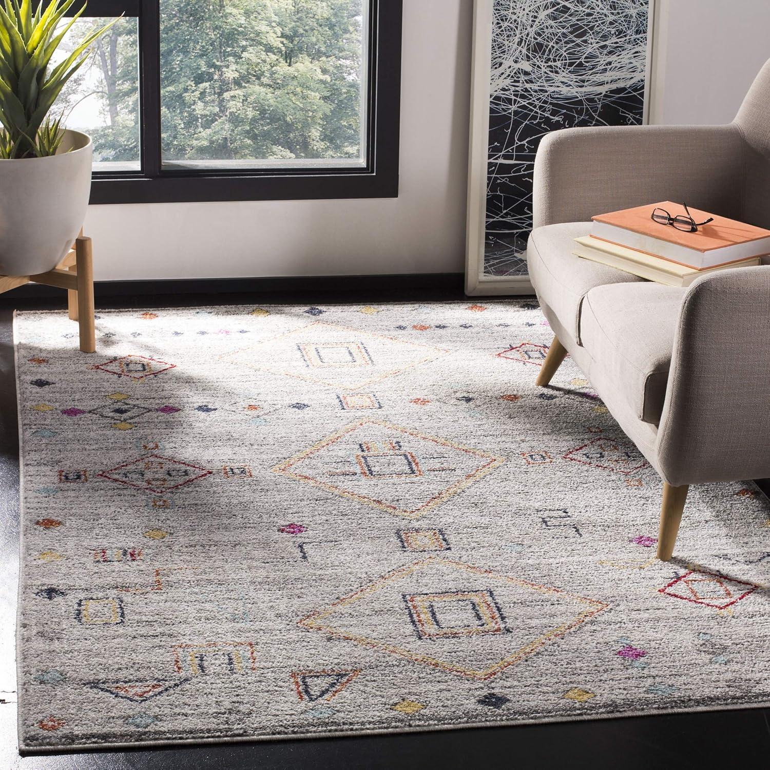 image:imageSAFAVIEH Area Rug 8x10 Adirondack Collection Large Navy amp Silver Moroccan Boho Tribal Design NonShedding amp Easy Cleaning Ideal for Living Room Bedroom Office Dining Space ADR208NLight GreyRed
